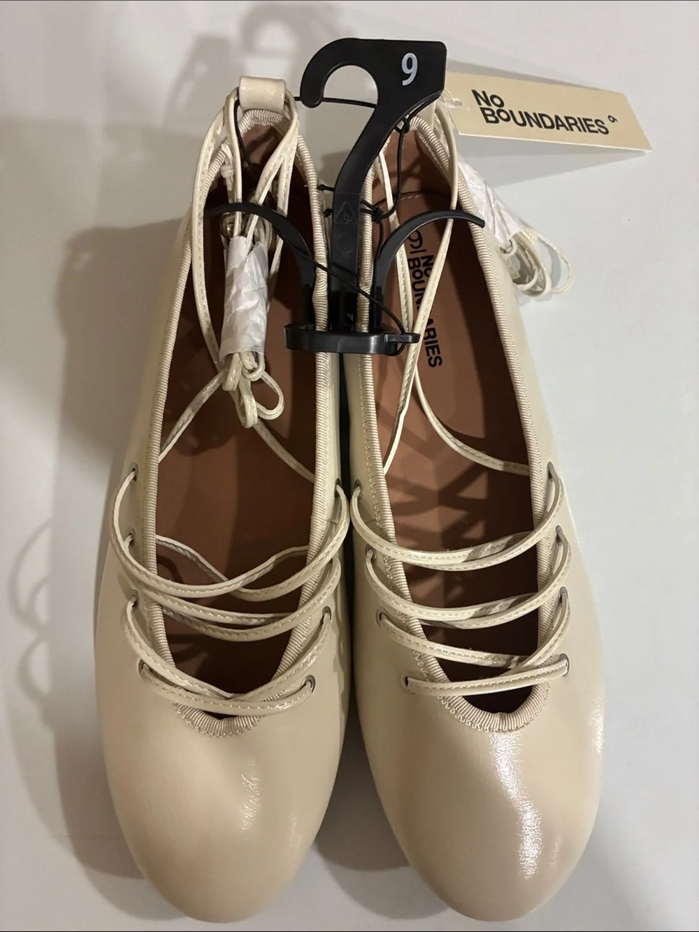 No Boundaries Ivory Lace-Up Ballet Flats